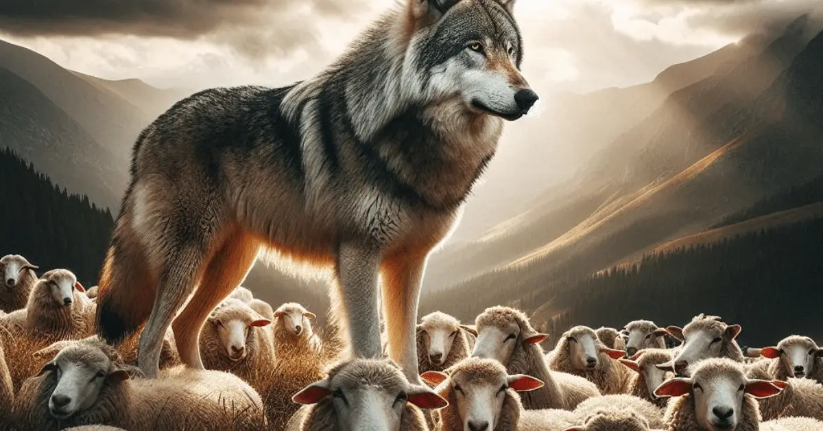 Lone Wolf Among Sheep